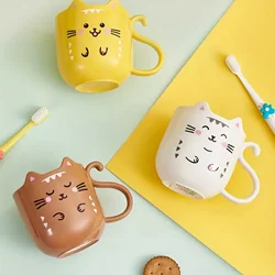 1pc Cute Cartoon Cat Mug Creative Gift For Kids Perfect For Home Travel Thickened Plastic Wash Cup For Toothbrush And Mouthwash