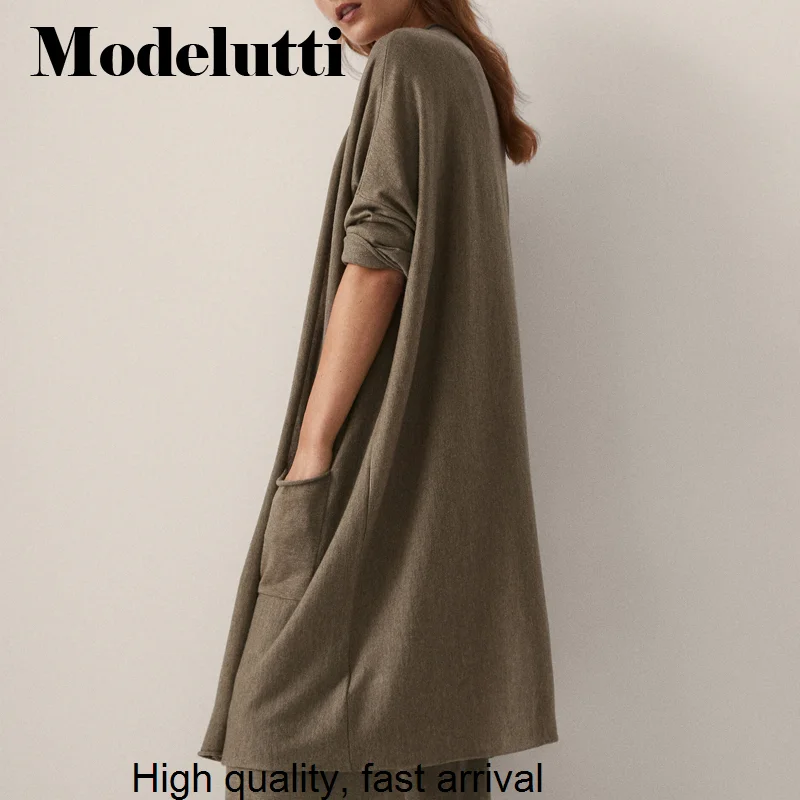 

Spring 2023 New Autumn Fashion Knitted Sweater Cardigans Loose Pocket Women Solid Color Simple Casual Elegant Female