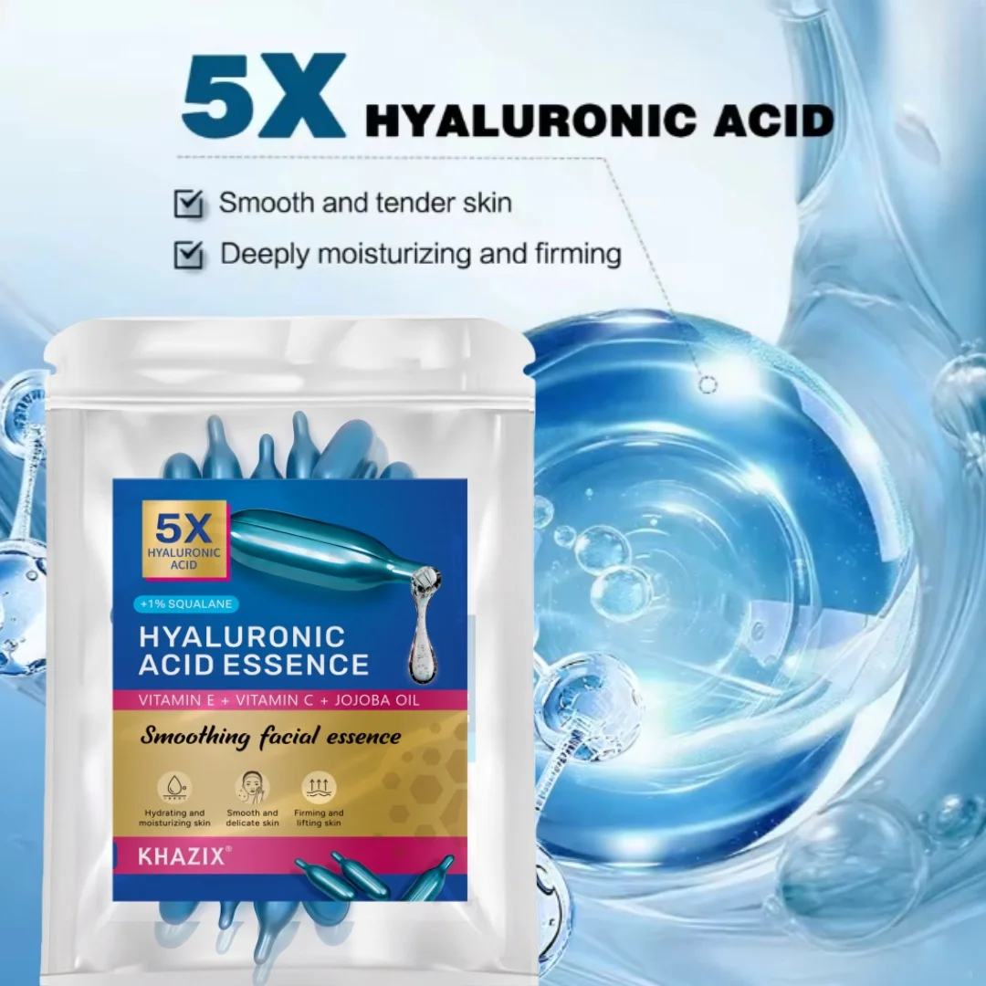 KHAZIX 5X Hyaluronic Acid Face Serum 1% Squalane Vitamin C E Hydrating Moisturizing and Smoothing Skin Care