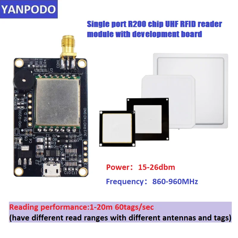 Yanpodo UHF RFID Module Reader Micro USB RFID UHF Module TTL Uart For Arduino Raspberry Pi Board Kit SPI Embedded System