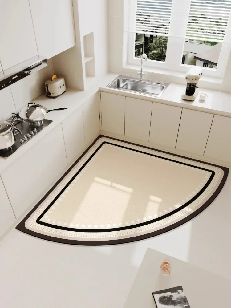 

American Fan Shaped Kitchen Carpets Vintage Floral Floor Mat Anti Slip Mats Easy Care Easy Clean Kitchen Rugs Creative Mat 카펫 IG