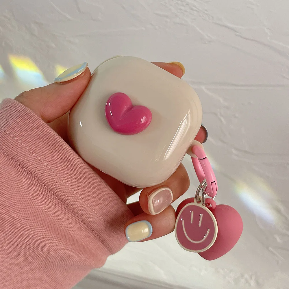 Ốp Lưng Dành Cho Samsung Galaxy Samsung Galaxy Nụ 2 / 2 Pro Hoa Trái Tim Ngọc Trai Ốp Lưng Có Móc Khóa Vòng Tay Mềm TPU Dành Cho samsung Nụ Sống Buds2