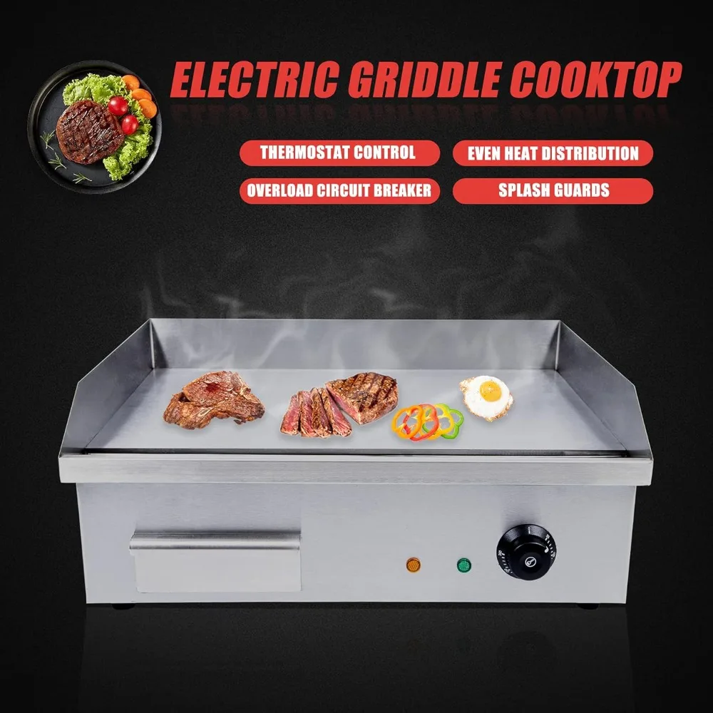 Teppanyaki, Electric Griddle Cooktop Countertop Commercial Flat Top Grill Griddles BBQ Plate Grill Thermostatic Control