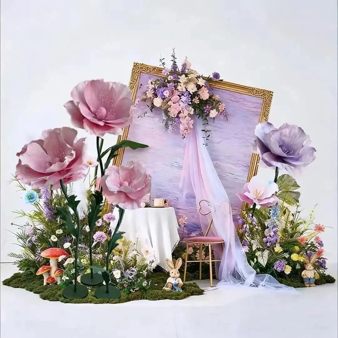 

170cm EVA Flowers Waterproof Backdrop Decor With Stand Giant Decoration Artificial Flowers Realistic Garden Decoration Outdoor