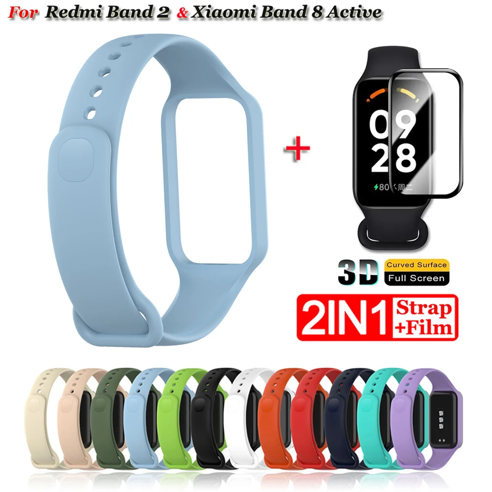 Replacement Watch Strap For Xiaomi Smart Band 8 Active Strap Silicone Strap For Redmi Smart Band 2 Strap Bracelet