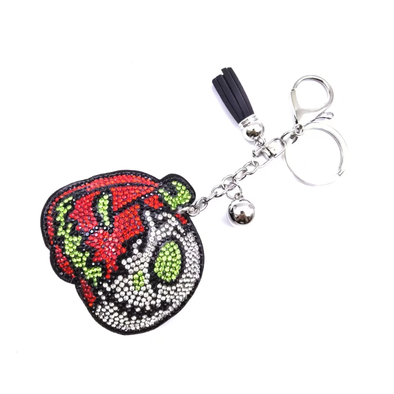 Halloween Pumpkin Diamond Painting Keychain Full Drill Rhinestone Jack O Lantern Key Ring with Tassel Bell DIY 5D Diamond Art