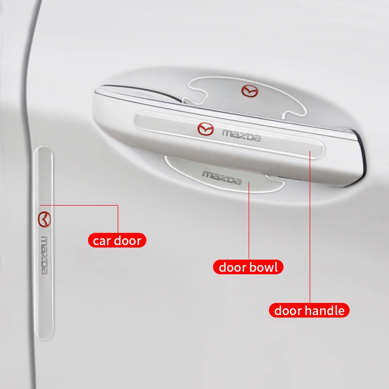 Car Styling Door Bowl Handle Protector Stickers Clear Anti-collision Strip For Mazda Atenza CX-30 50 60 MX-5 CX-3 Accessories