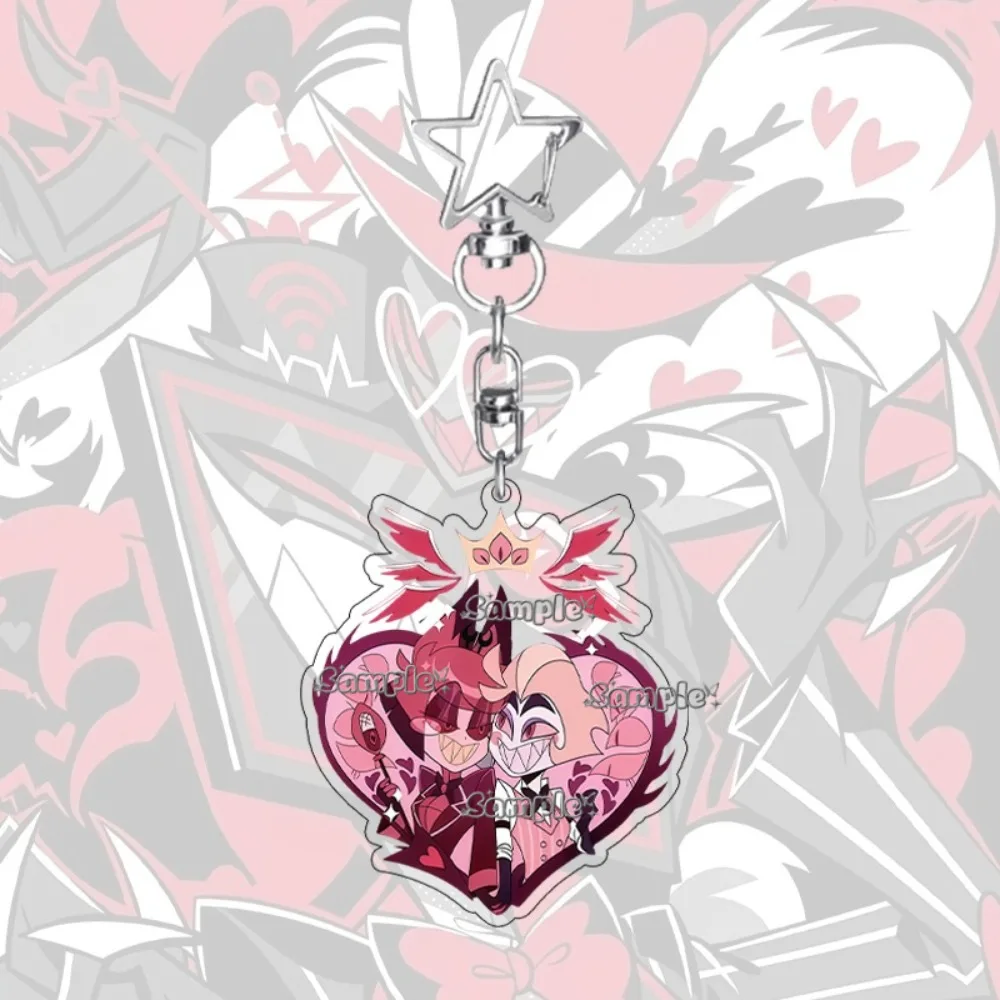 Anime Hazbin Hotel Angel Dust Valentino Alastor Couple Acrylic Keychain Pendant Cartoon Students Backpack Pendant Gift Ornaments view 4