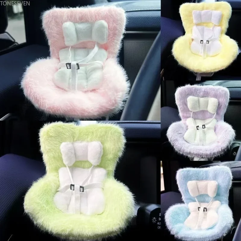 Autopuppe Sicherheitssitz für Labubu 17 cm Cartoon Stuhlmodell für Labubu Autositz Steckdose Dekor für Labubu Puppe Auto-Innenraum-Styling