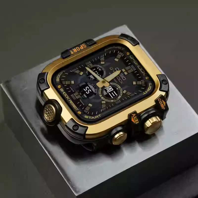 

НОВЫЙ дизайн ПК + металлический чехол для Apple Watch Series 9 8 7 45 мм 6 5 4 SE 44 мм, бампер, защитная пленка для экрана IWatch 10 46 мм, аксессуары