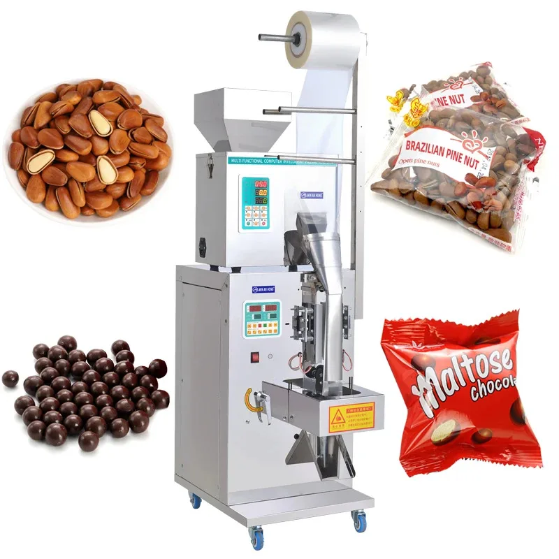 

Snack food pouch commercial packaging machine multi-function cookies chocolate peanut popcorn filling sealing machine