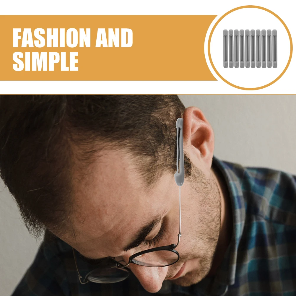 

10 Pcs Ear Anti Skid Glasses Hooks Grips Anti Slip Silicone Covers Eyeglass Accessories Prevent Slipping Gray Fits Most Types