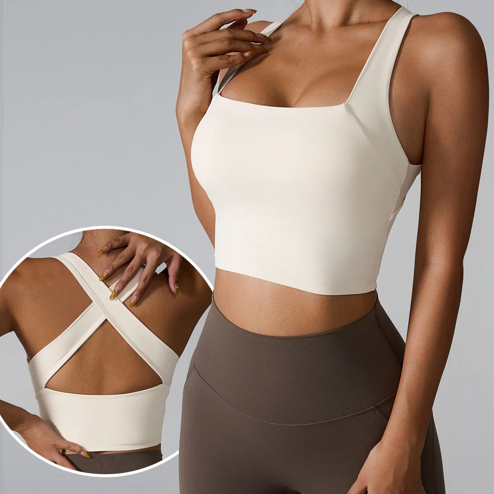 

Женский спортивный бюстгальтер, топ, плотный эластичный спортивный жилет для спортзала, бюстгальтеры для йоги, укороченный топ, одежда для йоги, эластичное спортивное нижнее белье