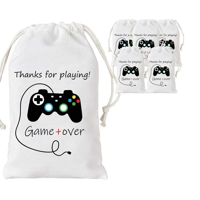 5pcs game over thank you Treat gift Bags Video Game boys weekend son Gamer friend family Gaming Birthday Party decoration favor