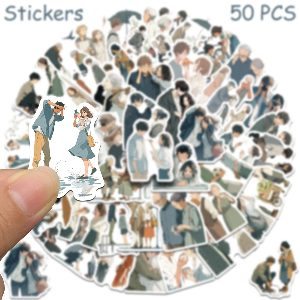 50 Stück Anime-Stil, sanfter Moment, Aufkleber für Telefon, Laptop, Sammelalbum, Skateboard, DIY, Graffiti, wasserdichte Aufkleber, kreative Geschenke – Detail 5