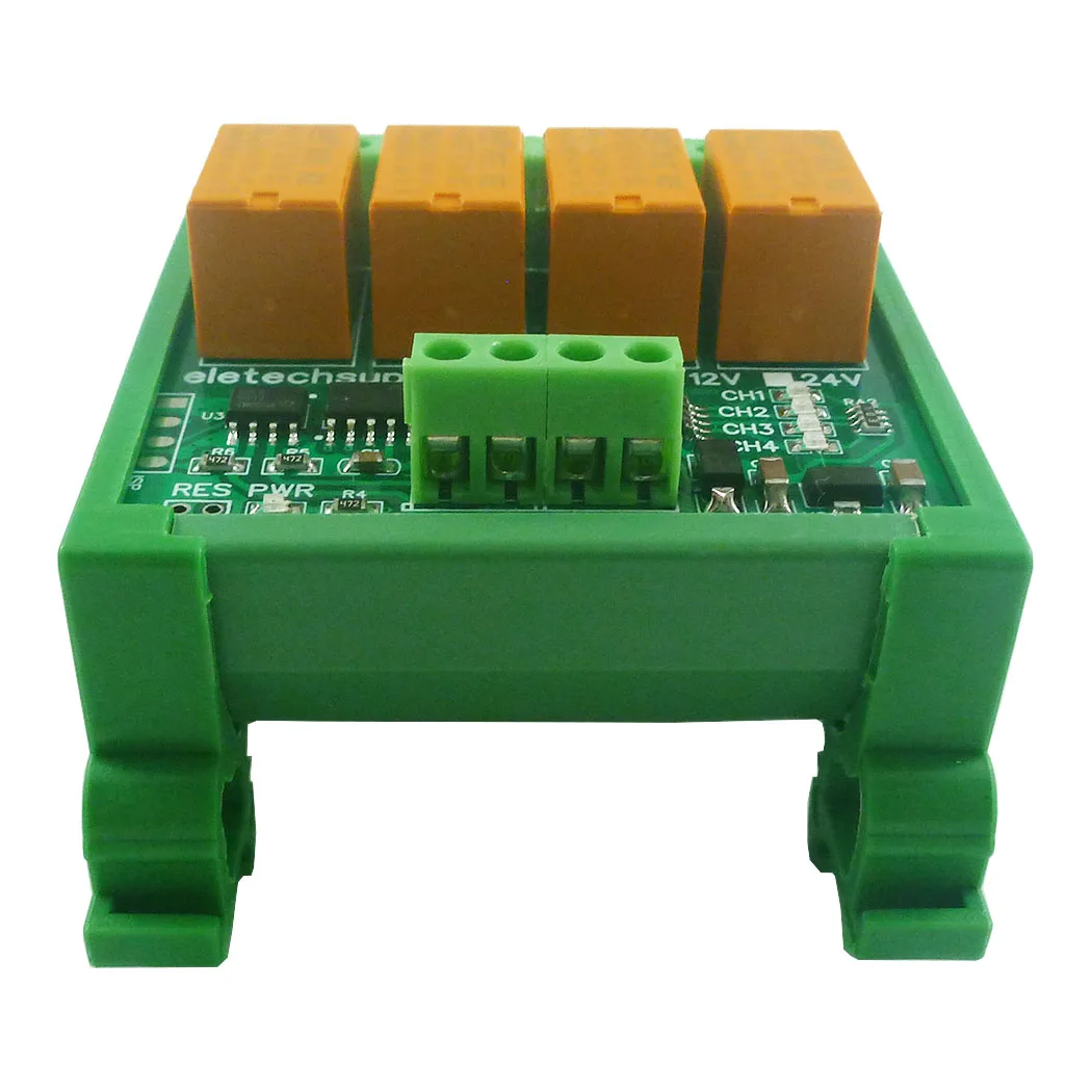 مايكرو 4 قناة Modbus RTU وحدة التتابع تيار مستمر 12 فولت 24 فولت 3A 8 CMD RS485 PLC DIN لوحة السكك الحديدية لأتمتة المنزل