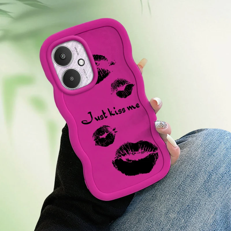 قبلني الشفاه موضة موجة جراب هاتف ل Xiaomi 14T POCO C50 C51 C55 C65 X3 X5 X6 X7 M6 Pro لينة واقية معكرون غطاء