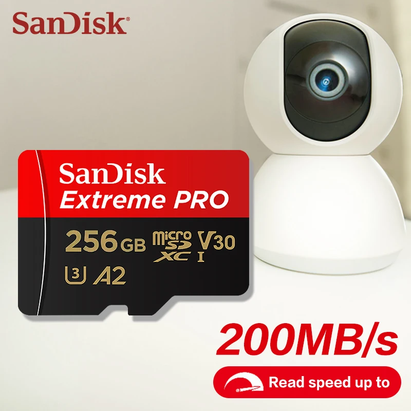 SanDisk Extreme PRO microSD Card UHS-I A2 U3 V30 200MB/s 32GB 64GB 128GB 256GB 512GB 1TB 4K UHD TF Memory Card for Camera Drone