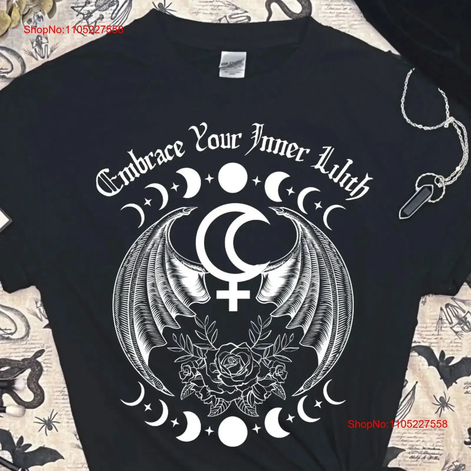 Lilith T Shirt Sigil of Black Moon Dark Offering Female Empowerment Demon Goddess Wicca Witchy Clothes vintage Washed Casual