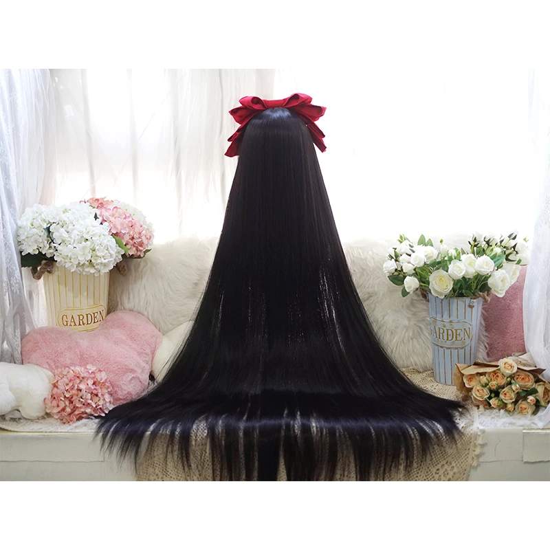 Allaosify-pelo largo falso Lolita, 120cm, 530 gramos, Princesa, liso, dorado, naranja, natural, blanco y negro