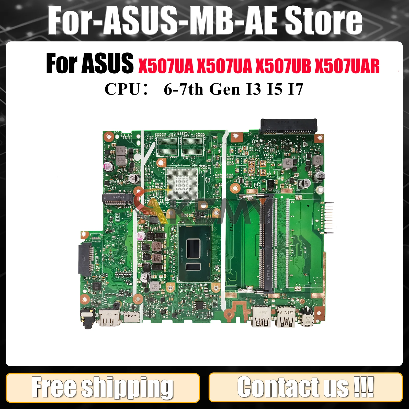 

X507UA Laptop Motherboard For ASUS X507UA A507U X507U X507UB X507UAR F507U Y5000U X507UBR X507UFR X507UF Mainboard I3 I5 I7 CPU