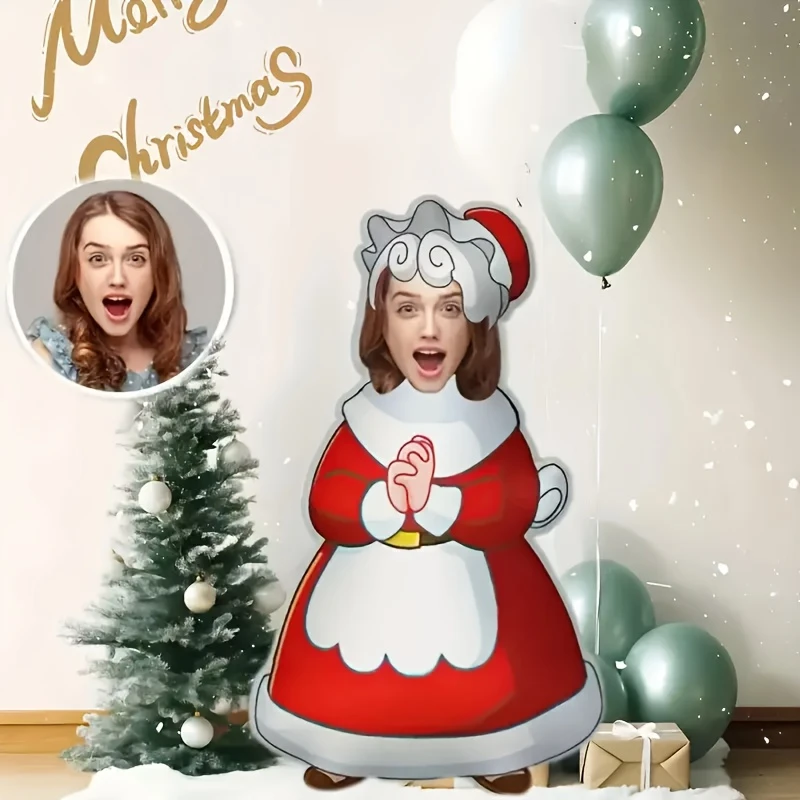 Custom Christmas Humorous Pillow, Personalized Face And Body Pattern Design, Digital Double-Sided Printing, Suitable for Sofa, B