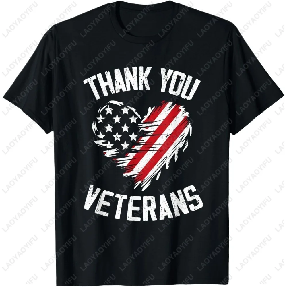 

Thank You Veterans T-Shirt Distressed USA Flag Heart Graphic Tee Premium Breathable Cotton Crew Neck Veteran Appreciation Wear