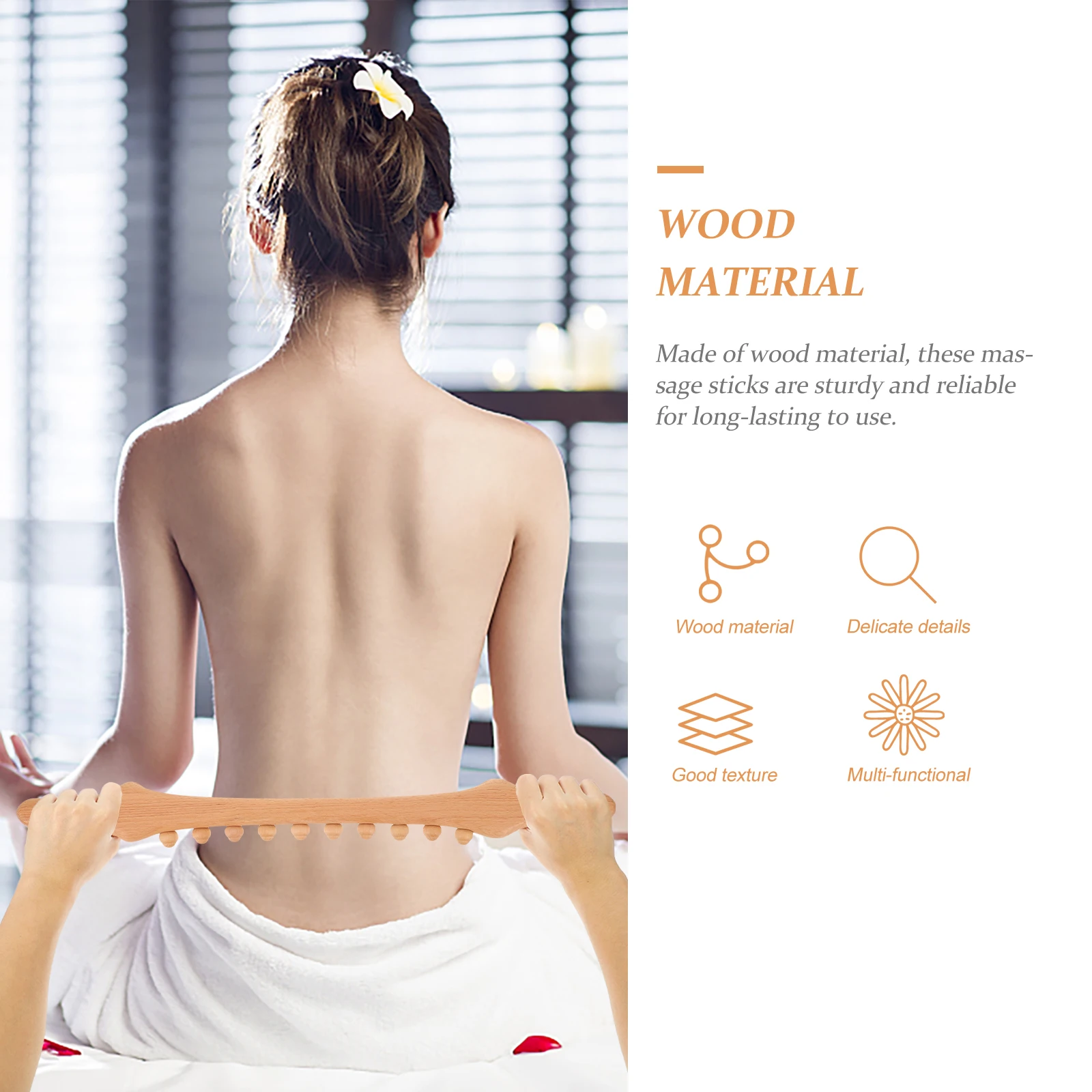 

Wooden Acupoint Massage Stick Sturdy Smooth Surface Handheld Massager for Foot Hand Back Lymphatic Drainage Body Sculpting