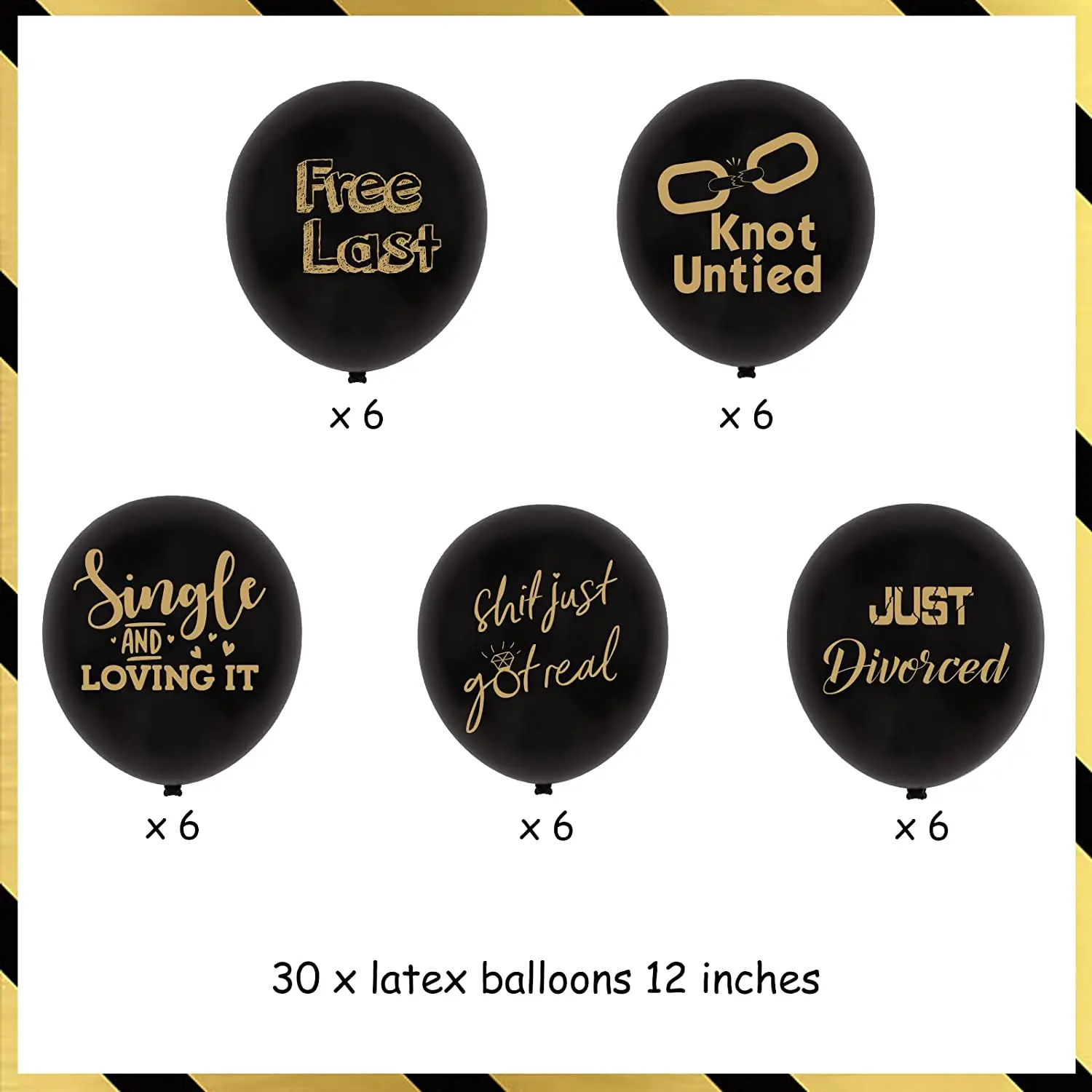 Funmemoir Funny Divorce Party Decorations 30pcs Black Just Divorced Latex Balloons Set for Divorce Party Decoration Supplies