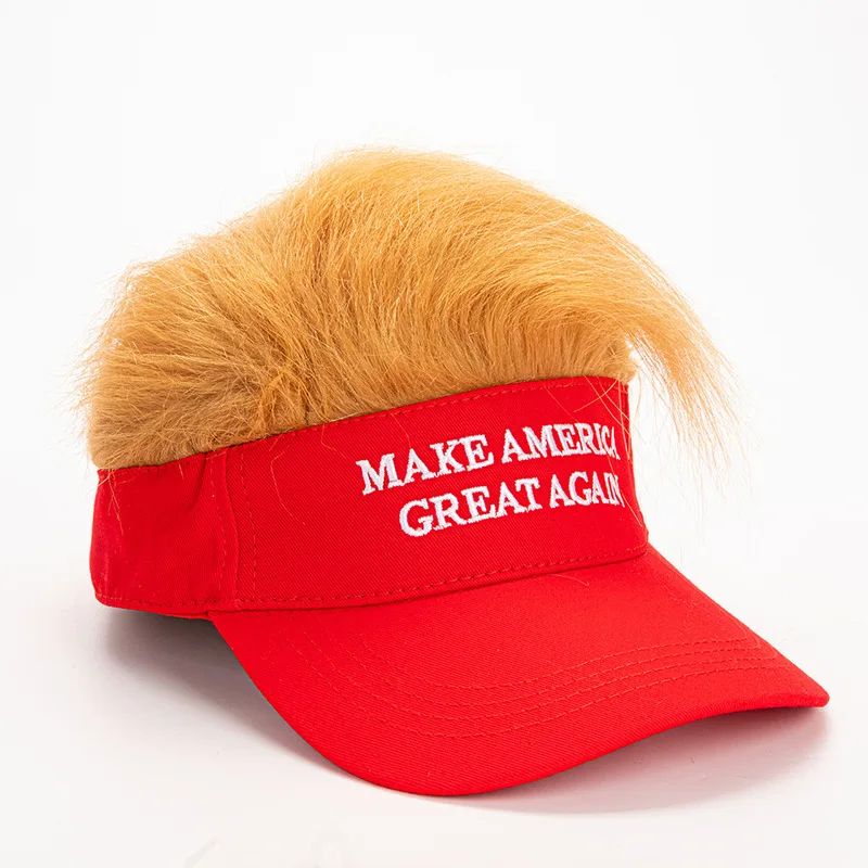 

2024 U.S. Election Wig Cap Baseball Cap U.S. Trump Hot Selling Peaked Cap Wide-brim Red Embroidery Make America Great Again