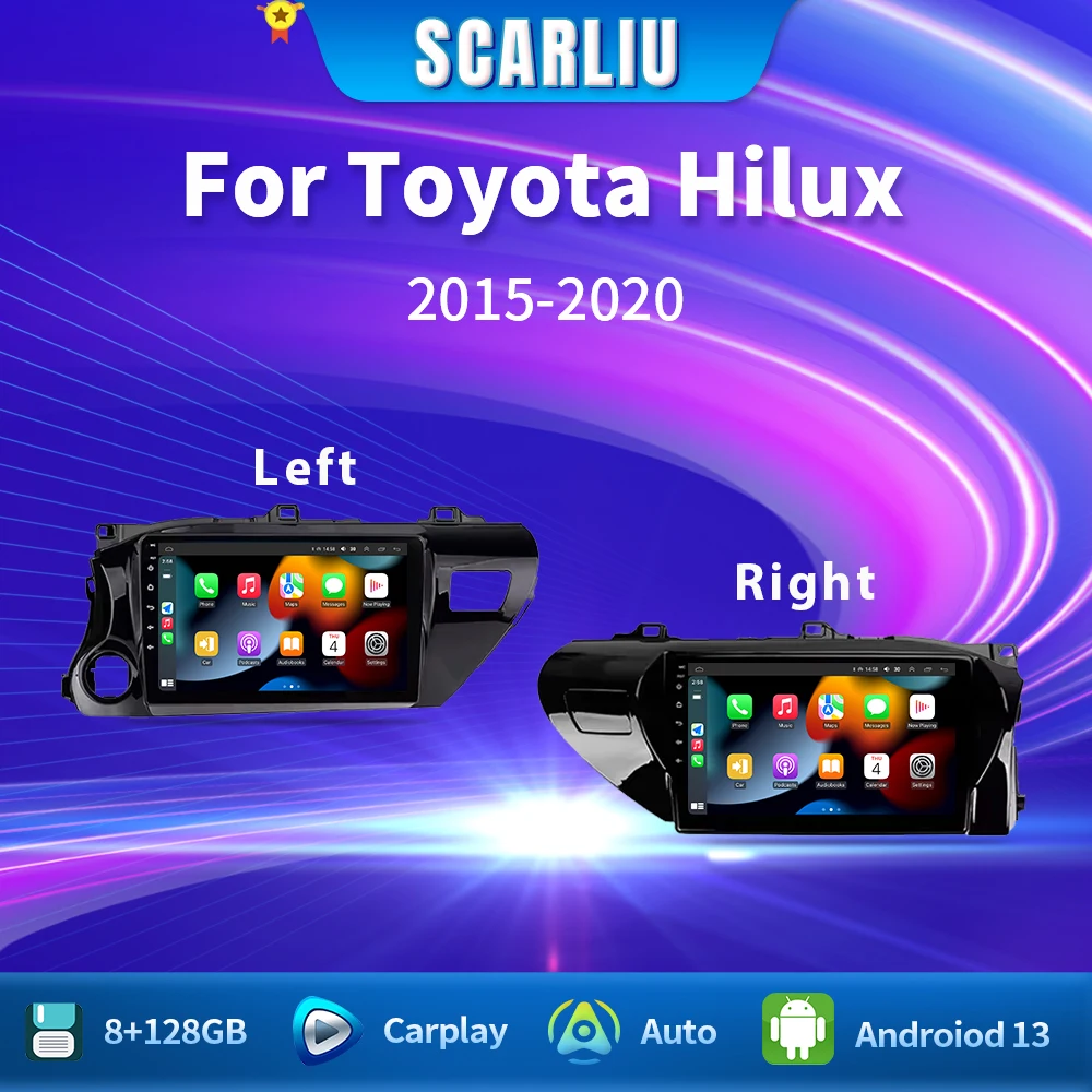 

8Core Qled 2 Din Android 13 Auto Car Radio Multimedia For Toyota Hilux Pick Up AN120 2015-2020 2din Car Stereo Carplay GPS dvd
