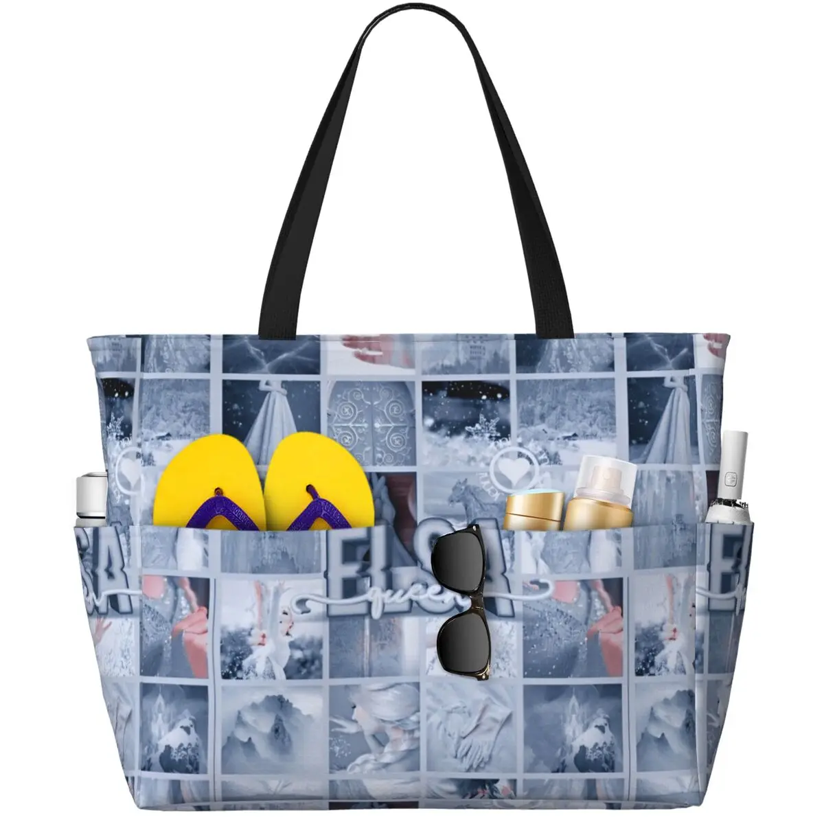 

Большая пляжная сумка-тоут «Холодное сердце» принцессы Эльзы, женские водонепроницаемые сумки-тоут для путешествий