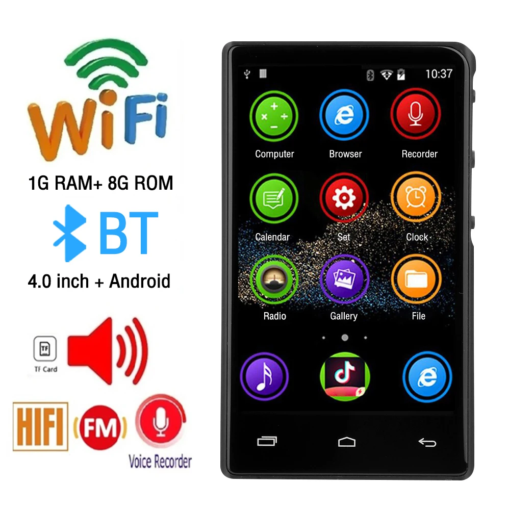 

2023 NEW WiFi Player Bluetooth MP3 Player HiFi Sound Music Walkman FM/Recorder/Browser/Support Max 128GB/Portable