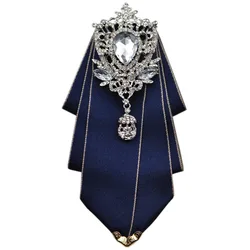 White Rhinestone Bow Tie Men's Wedding Fashion British Korean Women's Suits Dress Shirt Collar Flower Luxury Handmade Jewelry