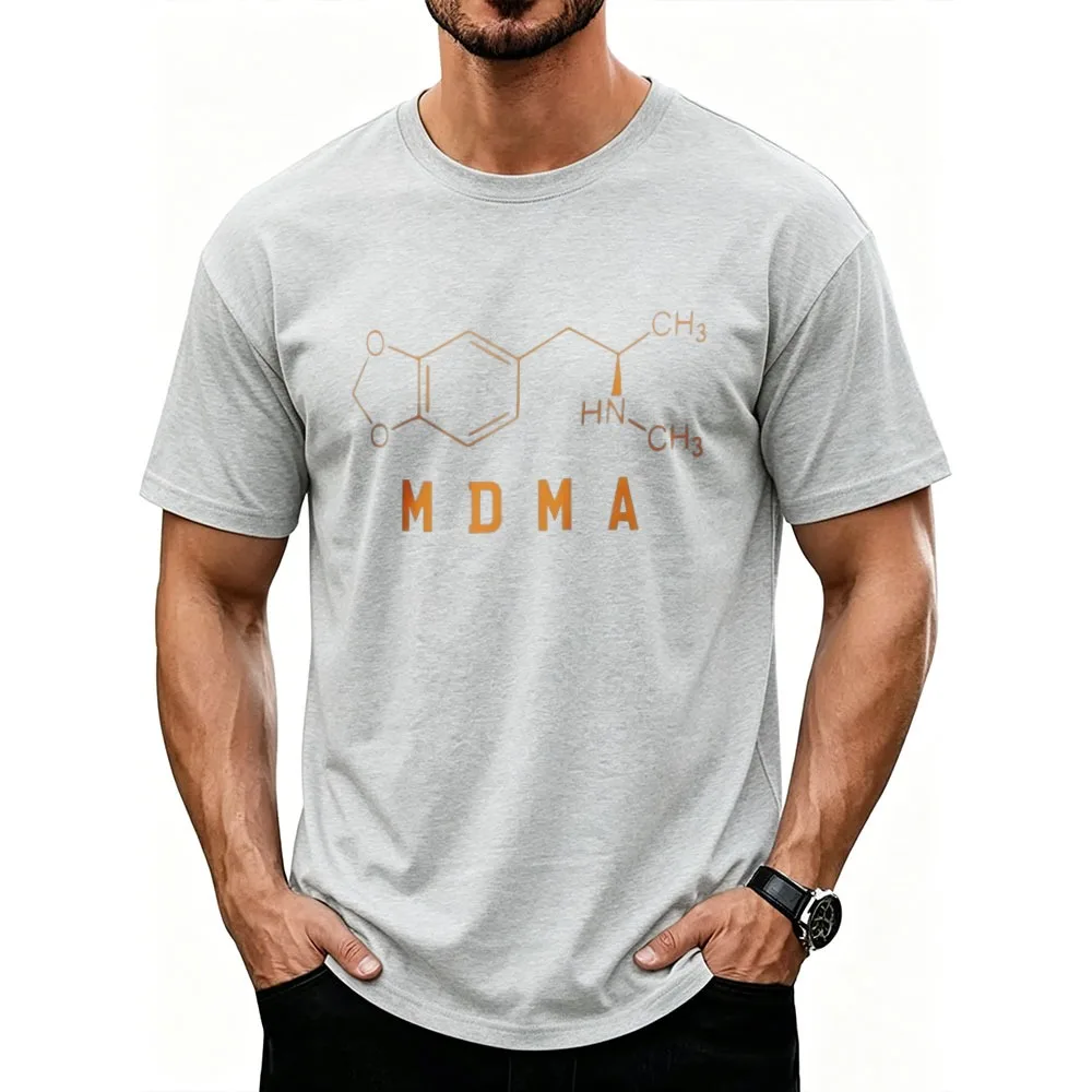 Men's MDMA Chemical Symbol Tshirt Ecstasy Pills Top Raver DJ House Music Tee Funny T Shirts Offensive Weirdcore Graphic T Shirts