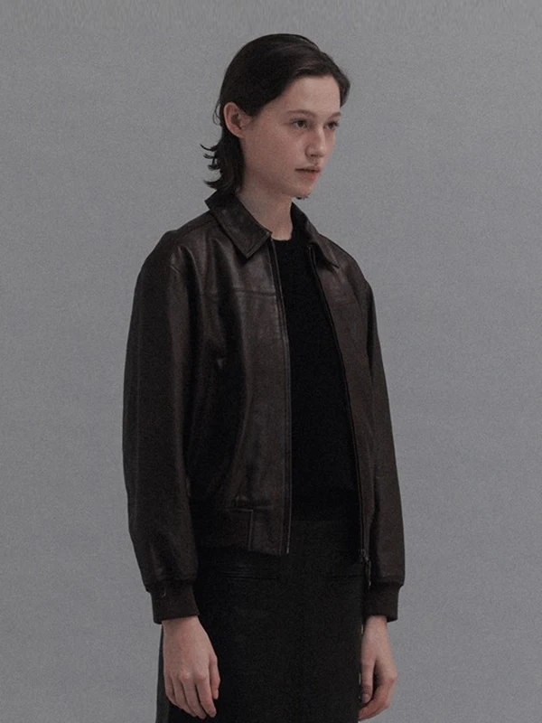 Or feminino zíper couro jaet longo sve retro motocicleta sle gola outono inverno nova chegada design faion