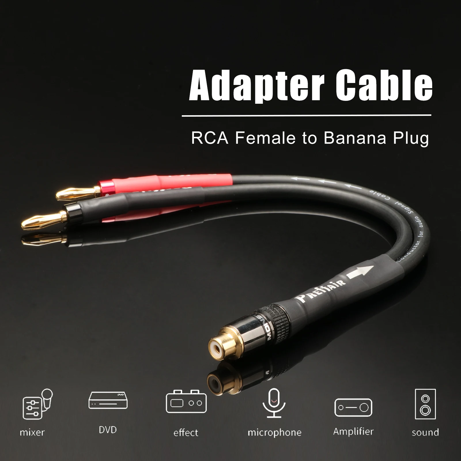 HiFi RCA-Buchse auf 2 Bananenstecker Adapterkabel RCA-Audiokabel für Verstärker Lautsprecher Adapterkabel 4mm Bananen-Lautsprecherkabel – Detail 4
