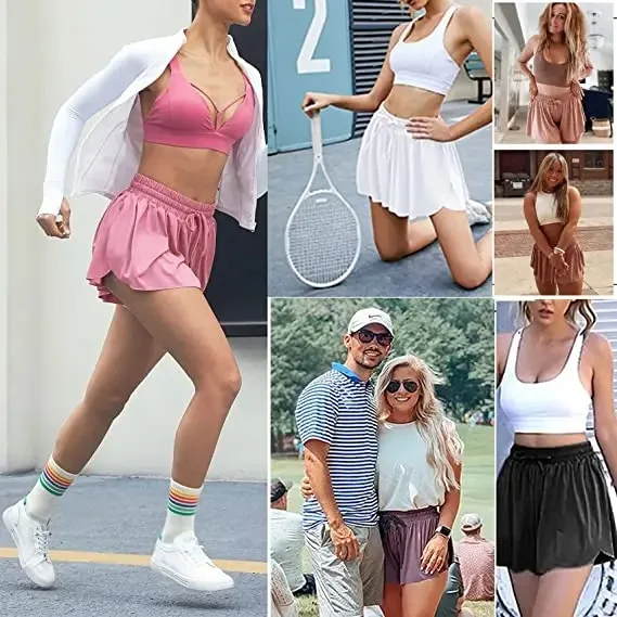 Butterfly Shorts 2 in 1 Flowy Fitness Yoga Shorts for Women Dropshipping Summer Running Sport Shorts Skirt 2-in-1 Tennis Pants