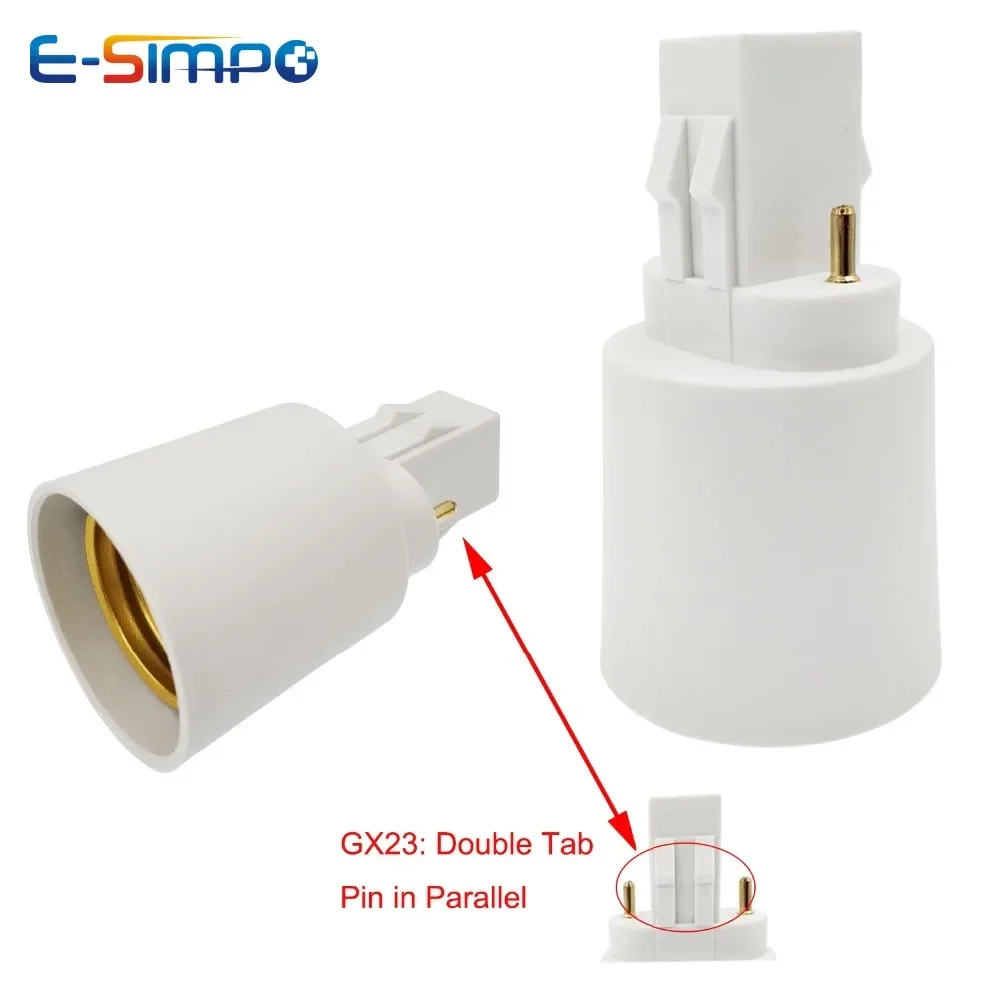 2pcs GX23 2P To E26/e27 Light Socket Adapter PL-S CFL GX23-2 To E26 Led Lamp Base Converter Install Screw E26/e27 To Gx23 Holder