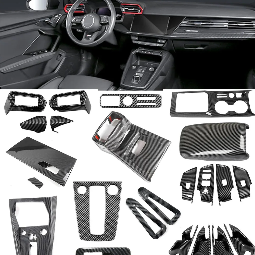 

Carbon Fiber ABS Panel Decorative Cover Trim Fit for For Audi A3 S3 2023 2024 2025 2022 2021 2020 Control Overlays Cover Trim