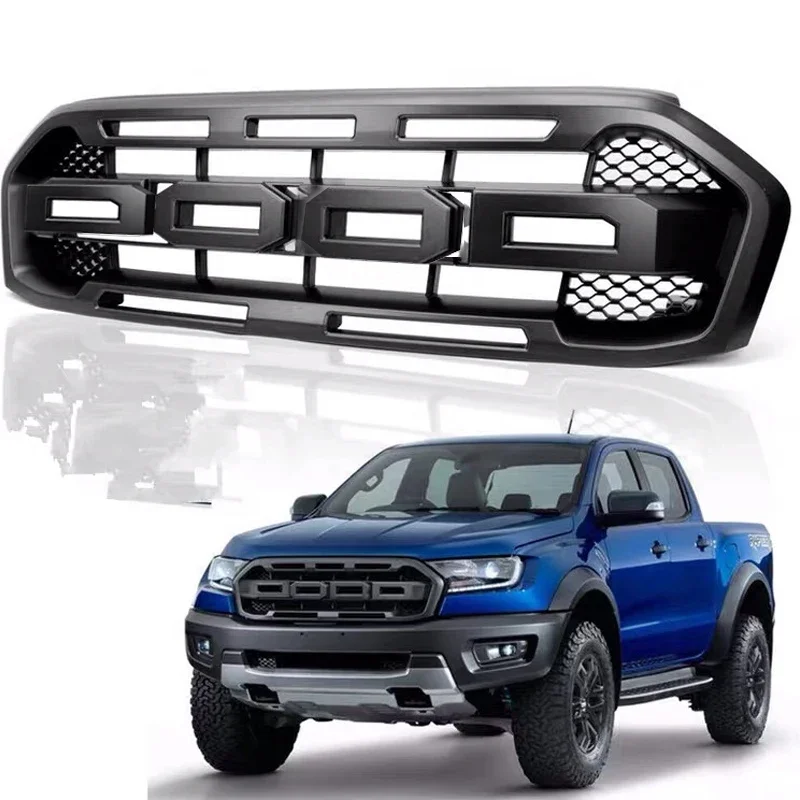 For Ranger Raptor Grill For Ranger Limited MK2 T8 XL XLT Radiator Grille 2018 2019 2020 Front Bumper Racing Grills Mesh Cover