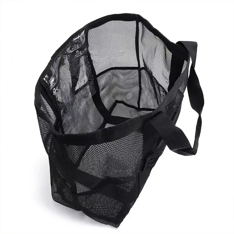 1PCS Large Capacity Beach Bag Mesh Beach Tote Bag Portable Folding For Shopping Swimming Camping  Handbag Swim Pool Bag For Trip view 4