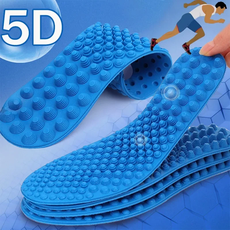 

1Pair Massage Insoles For Feet Comfort Blue Soft Elastic Insoles Comfortable Shock Absorption PU Shoe Pads Fashion Accessories