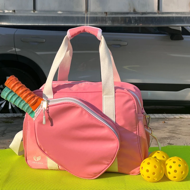 Women Pickleball Racquet Bag Large Capacity Outdoor Sporting Pickleball Paddles Racket Shoulder Bag Girl Pickleball Tote Handbag
