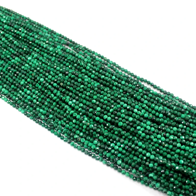 Natural Faceted Malachite High Quality Loose Round Beads 2/3/4MM 38CM For Jewelry Making DIY Bracelet Necklace Accessories