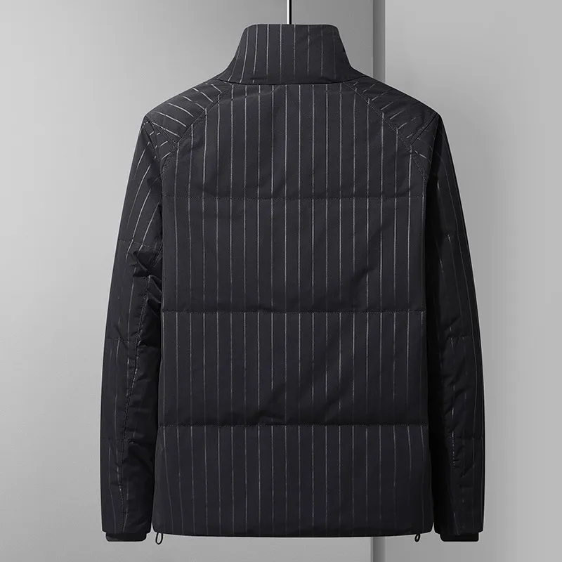 Chaquetas térmicas a rayas negras para hombre, abrigos básicos acolchados gruesos y cálidos para negocios, ropa de abrigo informal inteligente para