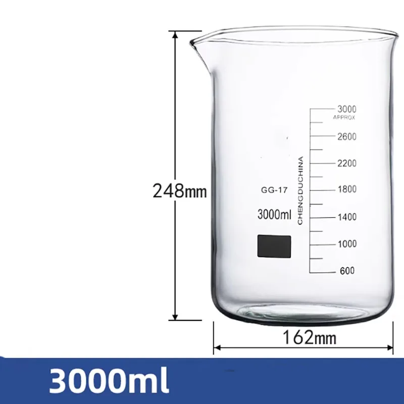 1PC 3000ml Glass beaker Lab Supplies Chemistry Laboratory Borosilicate Glass Transparent Beaker Thickened with Spout