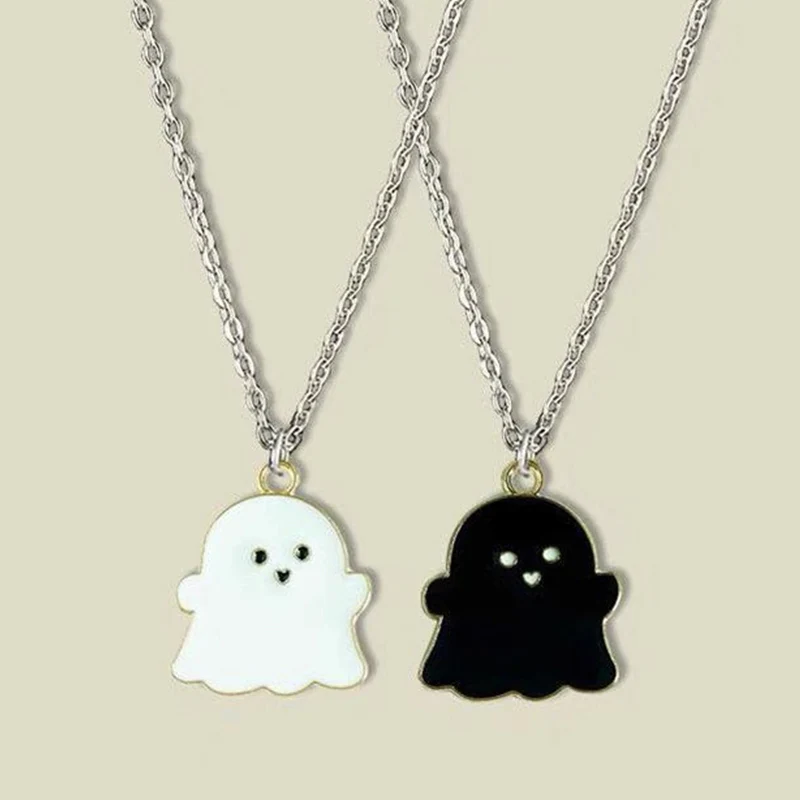 Cute Cartoon Ghost Friendship Couple Pendant Necklaces For Korean Fashion Female Men Best Friend Lovely Women Necklaces Jewelry