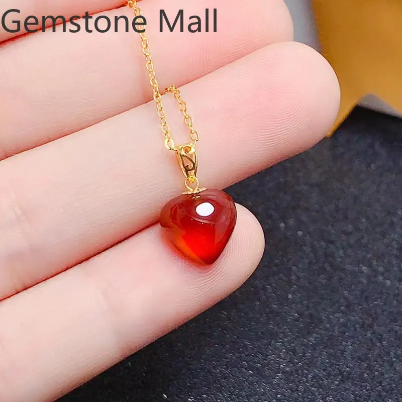 100% Real 18K Gold Earrings and Pendant Total 8ct Natural Garnet Jewelry Set Gold Cabochon  Gemstone Jewelry