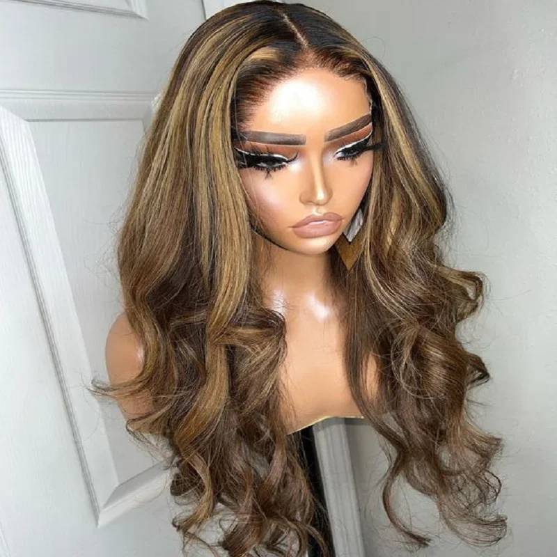 

Highlight blond Glueless Soft Long body wave 5x5 Silk Base Jewish Human Hair With Baby Hair HD Lace European Hair Pre-plucked